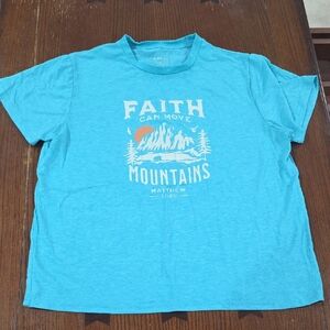 SHEIN Teal Faith Graphic Short Sleeve Tee